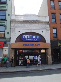 The former Meserole Theater on Manhattan Ave in Greenpoint with much of its original 1921 facade still intact.